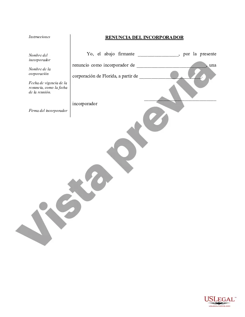 Preview Actas de organización para una corporación profesional de Florida