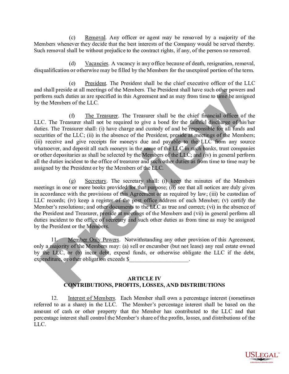 page 4 Sample Operating Agreement for Professional Limited Liability Company PLLC preview