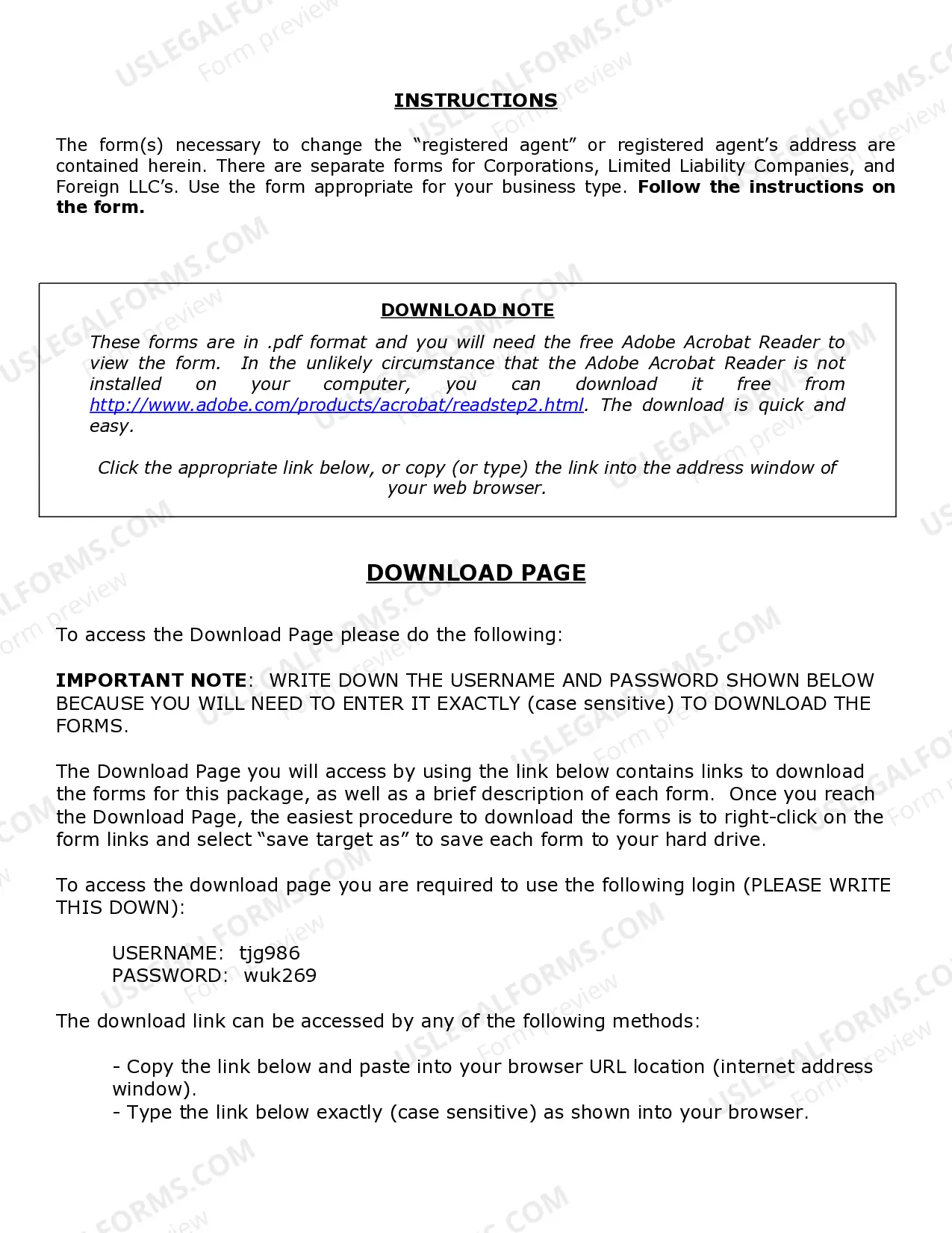 Preview Florida Change of Registered Agent