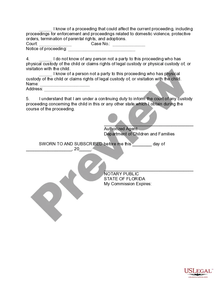 Preview Affidavit in Compliance with Uniform Child Custody Jurisdiction and Enforcement Act