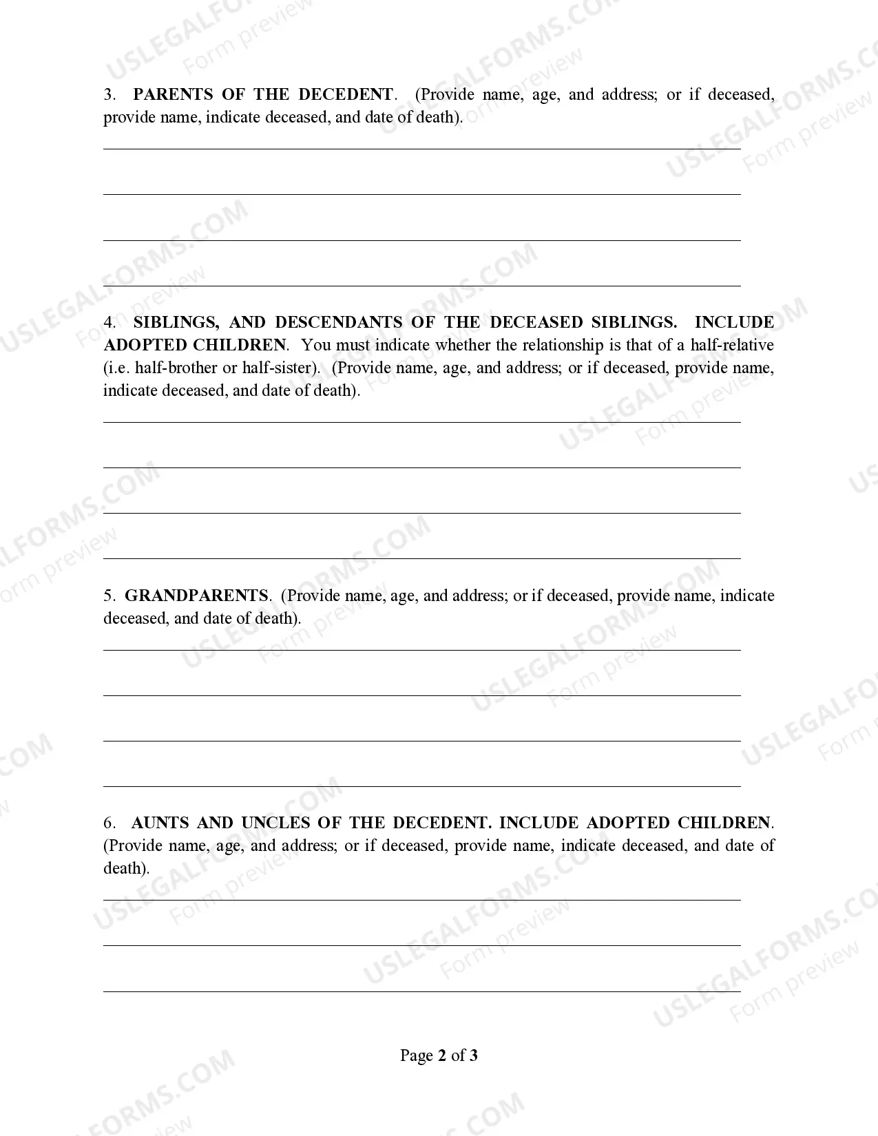 Preview Affidavit of Heirs