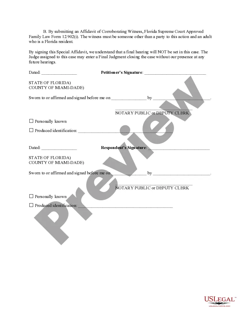 Get Special Affidavit for Uncontested Dissolution of Marriage w/o Hearing Preview Special Affidavit for Uncontested Dissolution of Marriage w/o Hearing