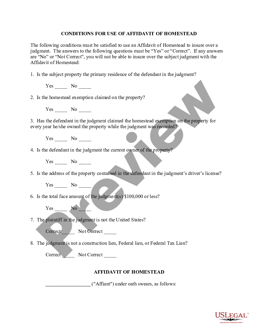 Florida Affidavit Of Homestead Us Legal Forms 2337