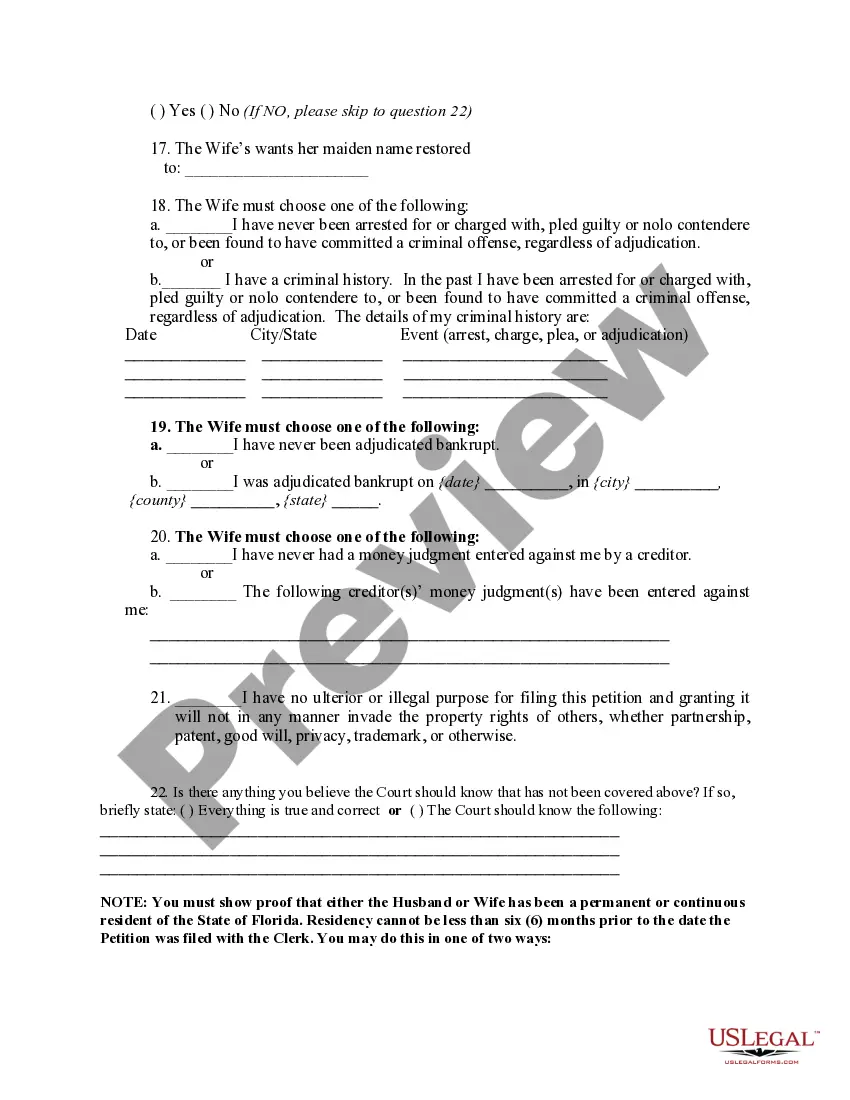 Preview Special Affidavit for Uncontested Dissolution of Marriage Without A Hearing