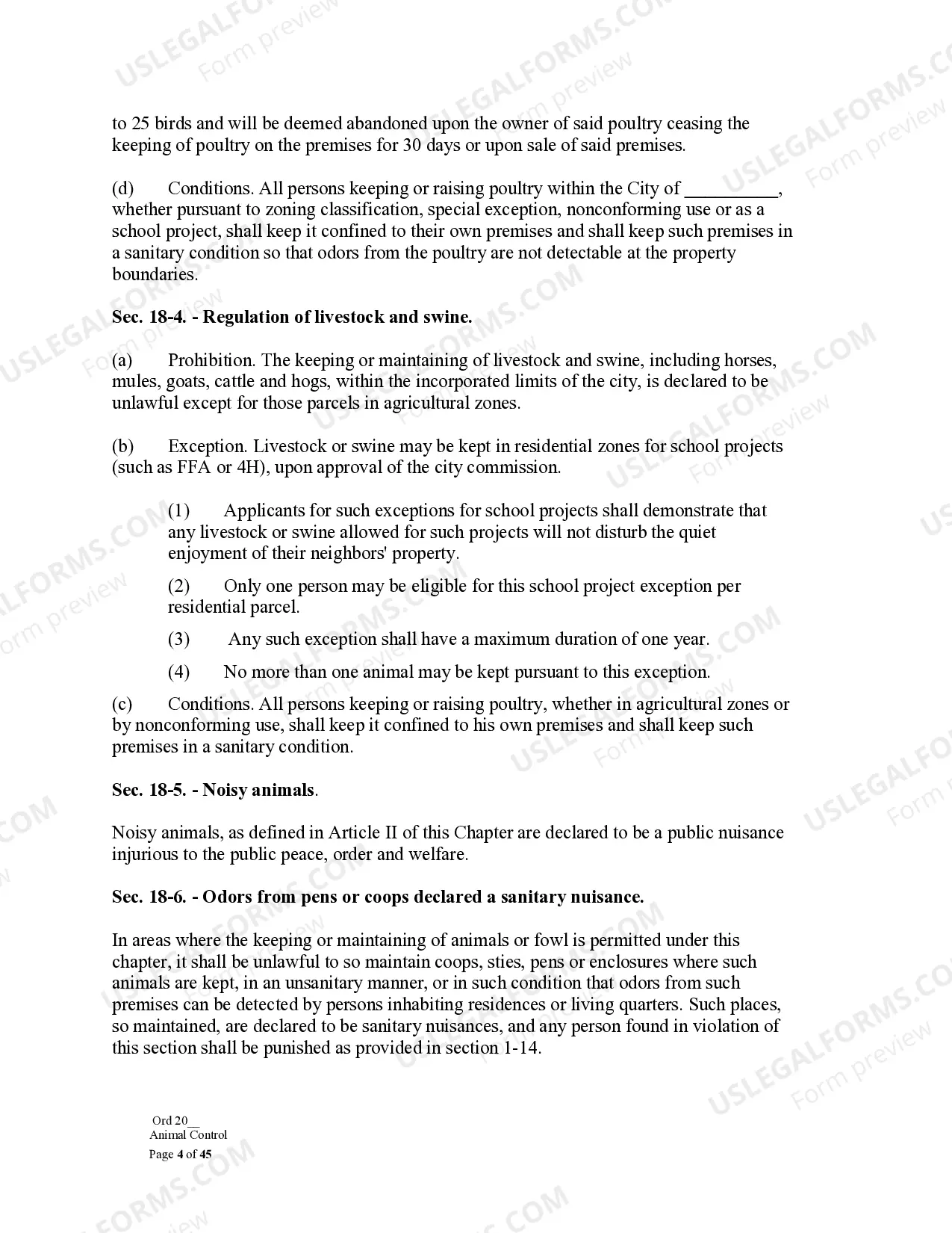 Preview Sample Ordinance