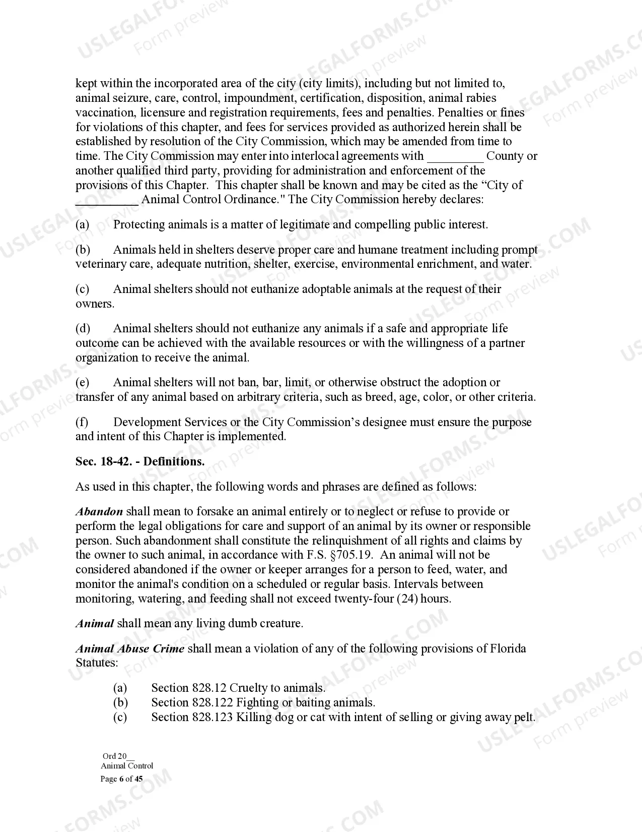 Preview Sample Ordinance