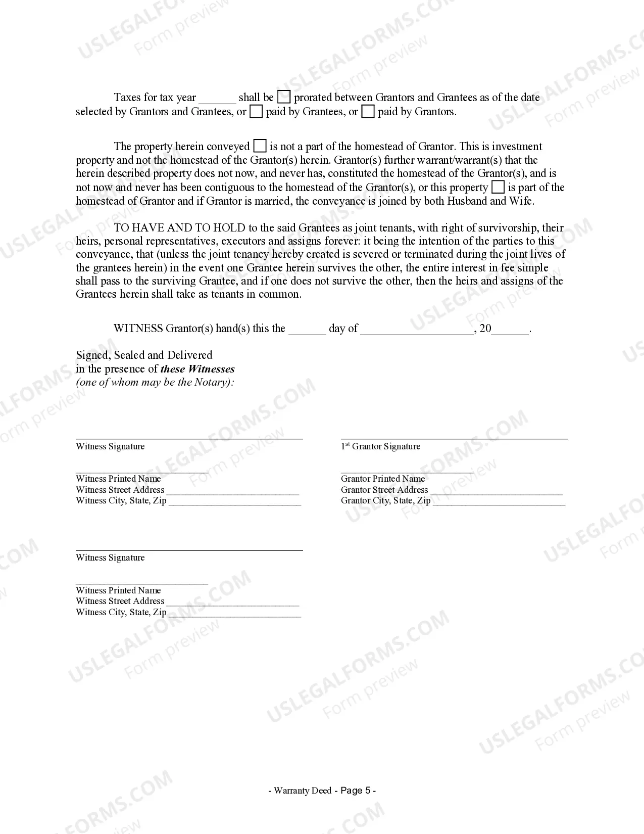 Preview Warranty Deed for Husband and Wife Converting Property from Tenants in Common to Joint Tenancy