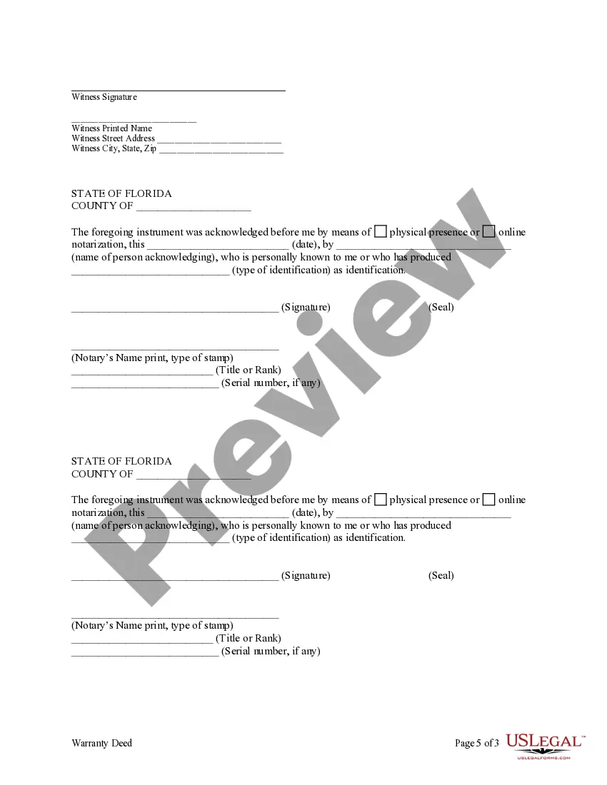 Preview Warranty Deed to Separate Property, or Joint Property, to Two Individuals as Joint Tenants