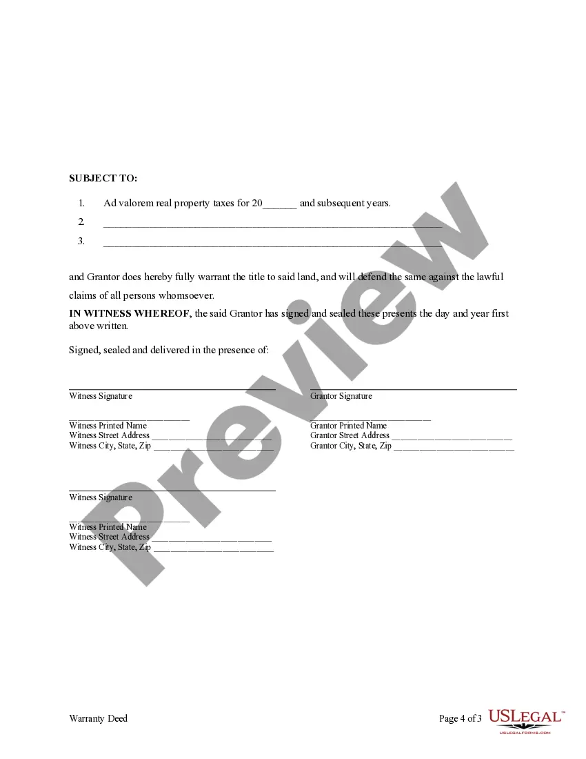 Preview Warranty Deed to Separate Property of one Spouse to both as Joint Tenants