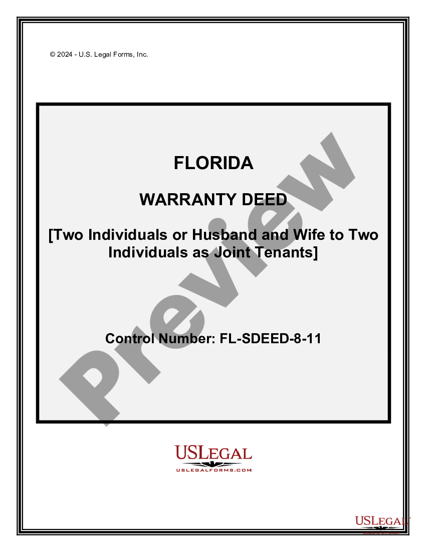 Broward Florida Warranty Deed from Individuals or Husband and Wife to