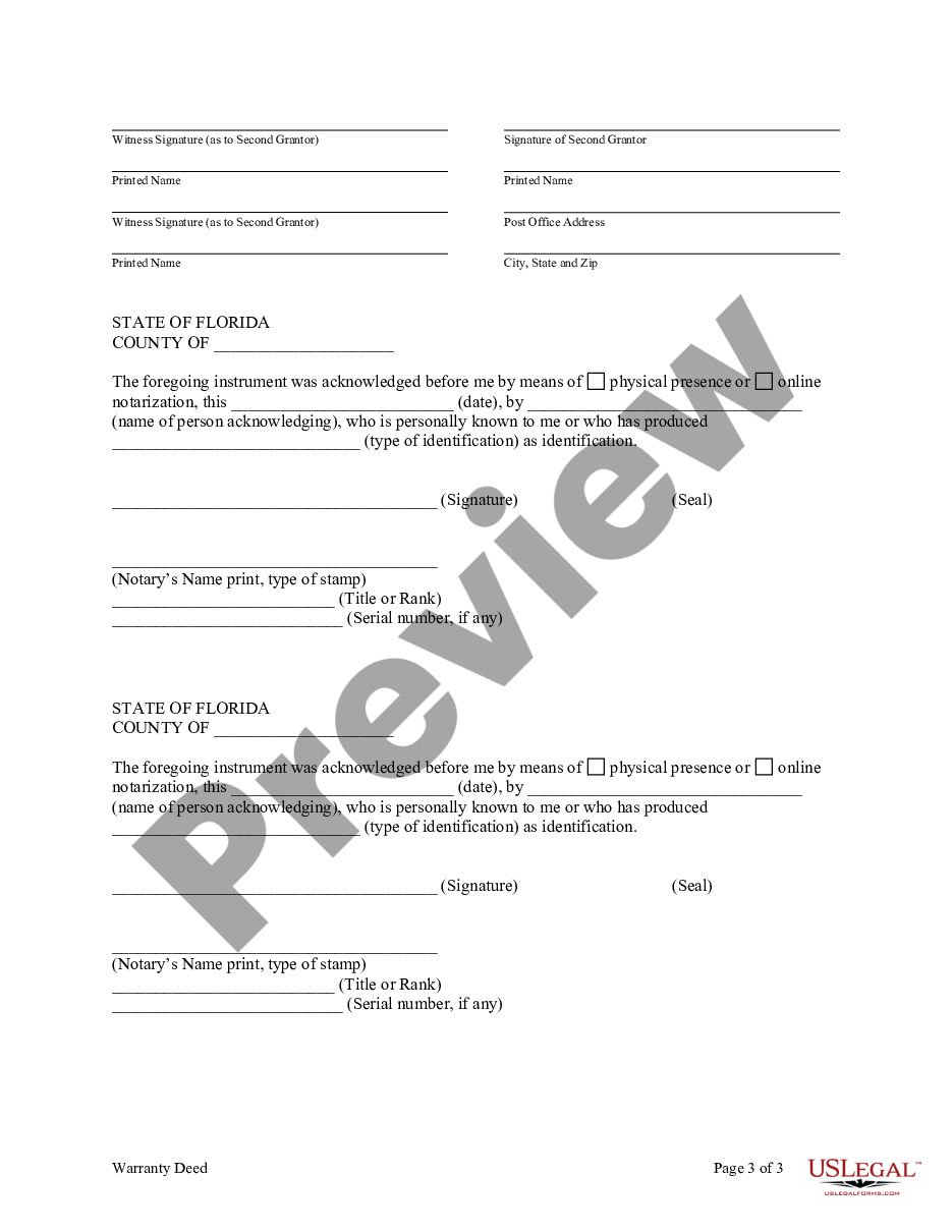 Jacksonville Florida Warranty Deed For Husband And Wife To Four Individuals As Joint Tenants 3901