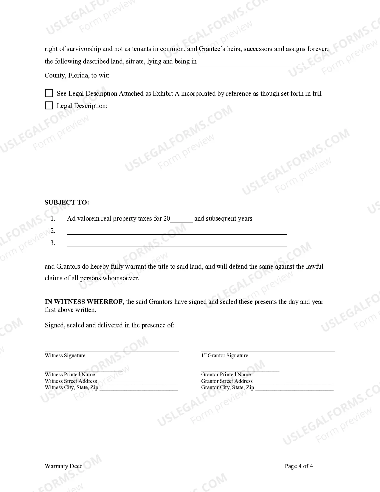 Preview Warranty Deed from Individuals or Husband and Wife to Three Individuals as Joint Tenants with the Right of Survivorship