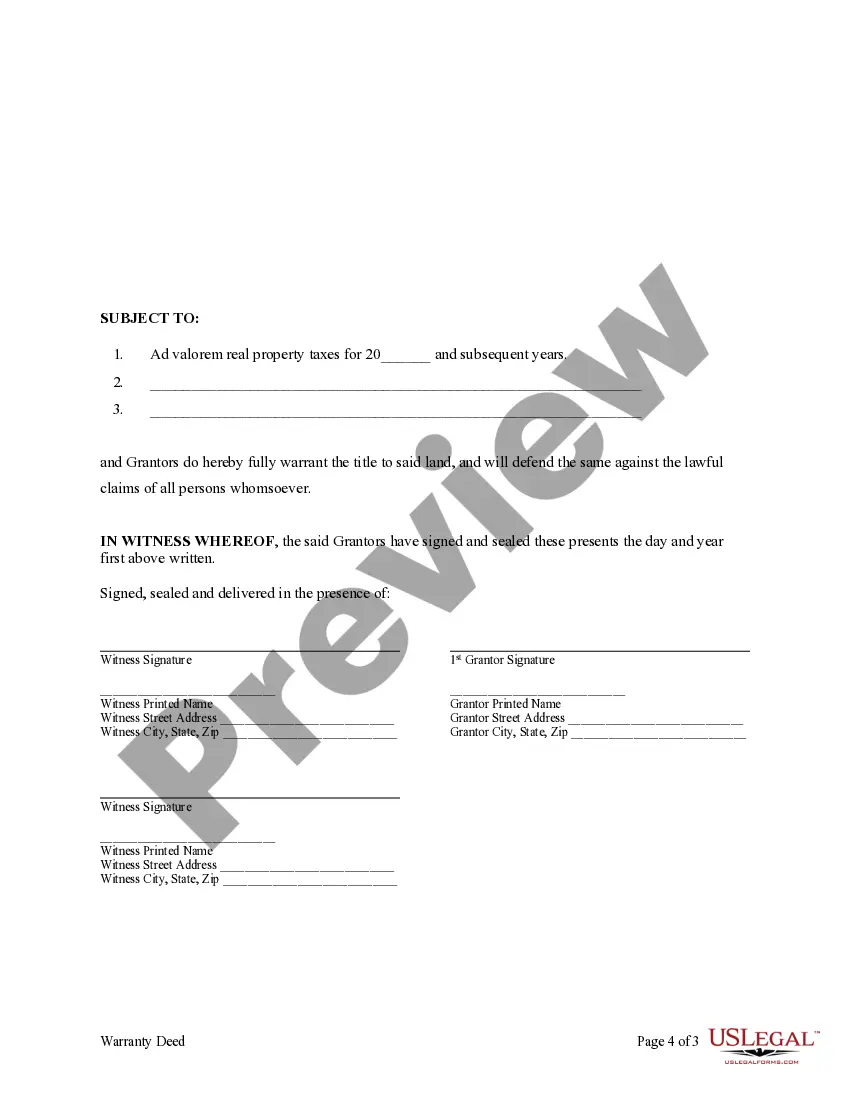 Preview Warranty Deed from two Individuals to Trust (Two Co-Trustees)