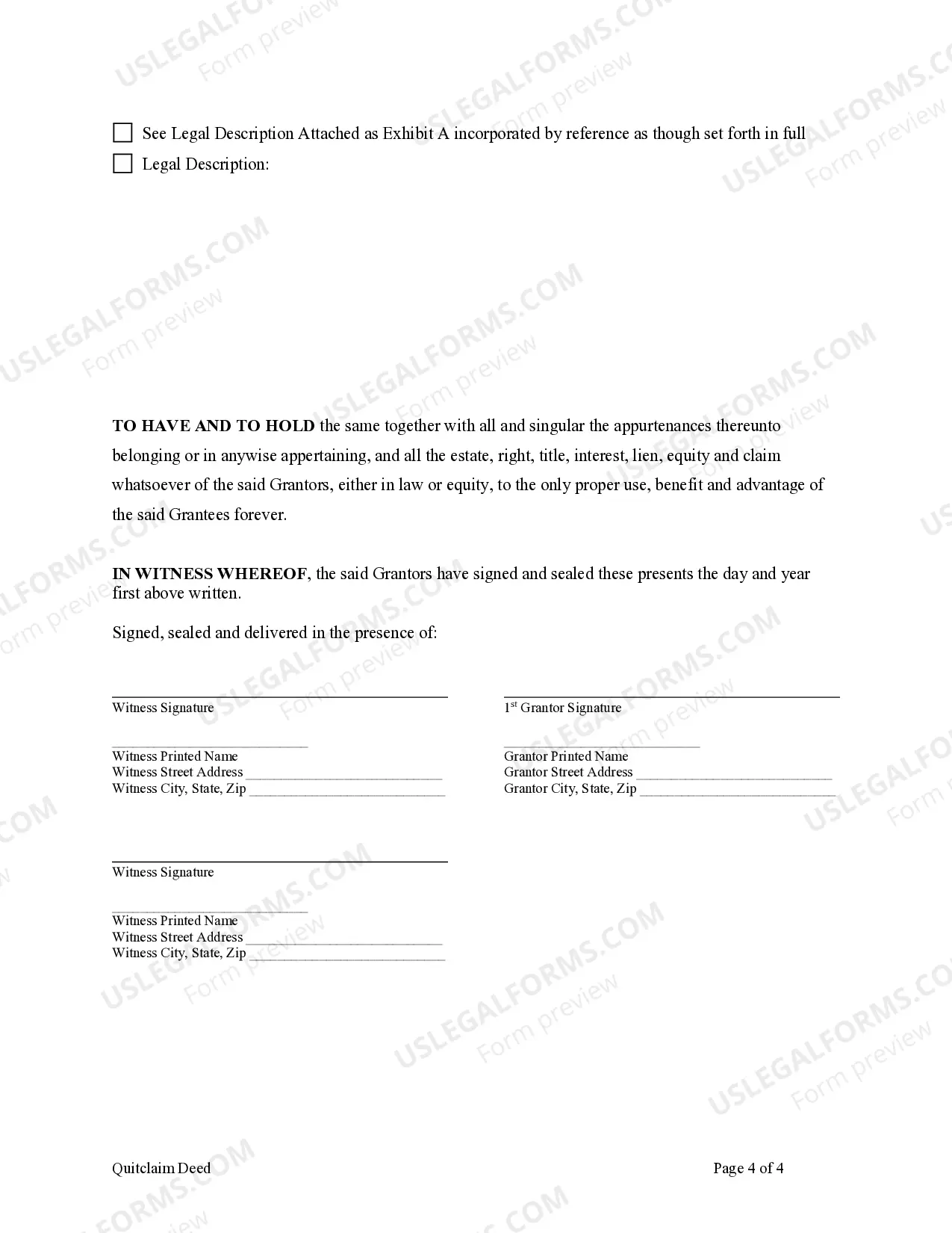 Preview Quitclaim Deed from two Individuals to Two Individuals as Joint Tenants