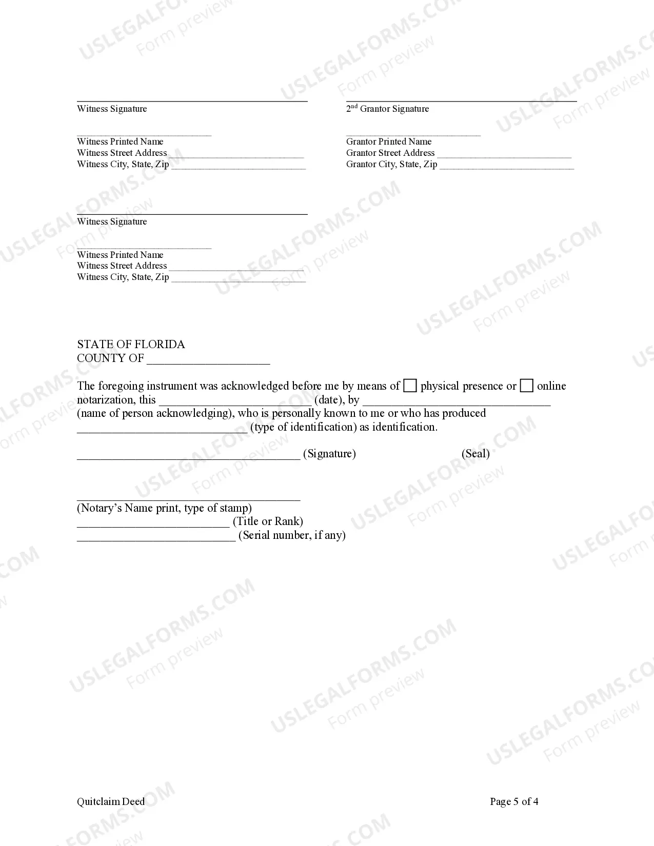 Preview Quitclaim Deed from two Individuals to Two Individuals as Joint Tenants