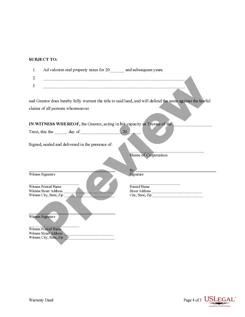 Preview Warranty Deed for Land Trust to Trust