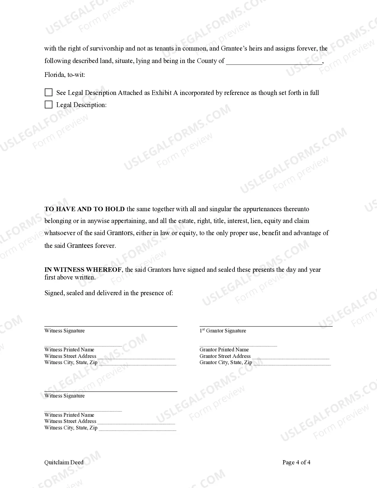 Preview Quitclaim Deed from Husband and Wife to Two Individuals as Joint Tenants