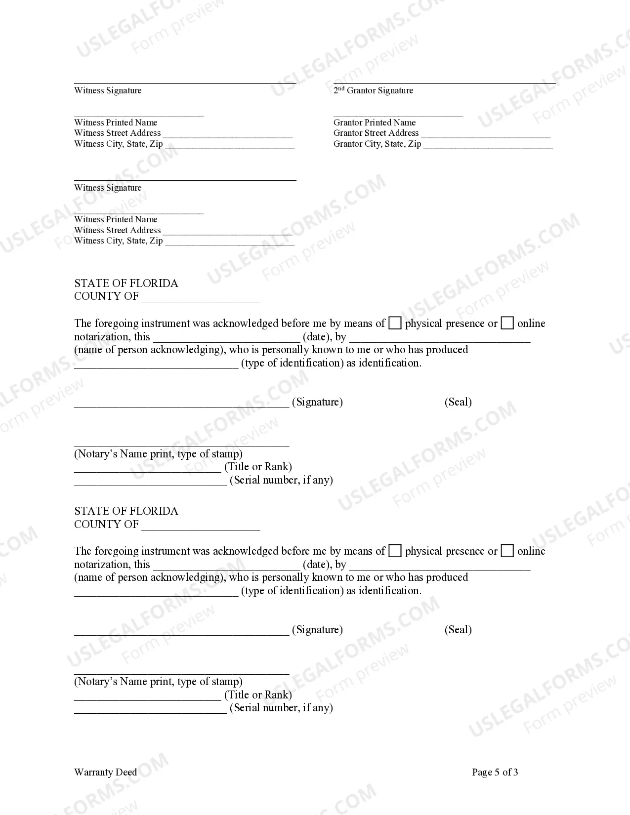 Preview Warranty Deed from Individuals or Husband and Wife to Individuals (3) as Tenants in Common