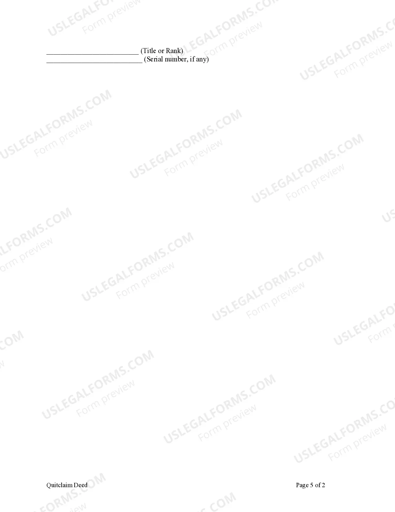 Preview Quitclaim Deed - Trust to Individual