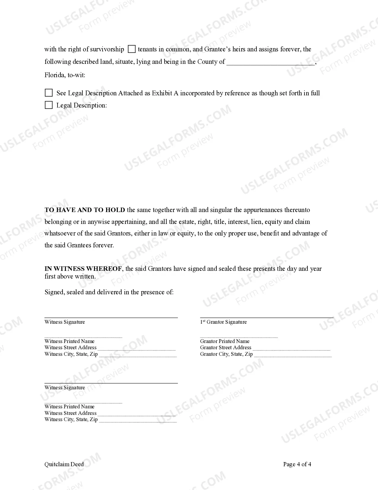 Preview Quitclaim Deed - Husband and Wife to Four Individuals