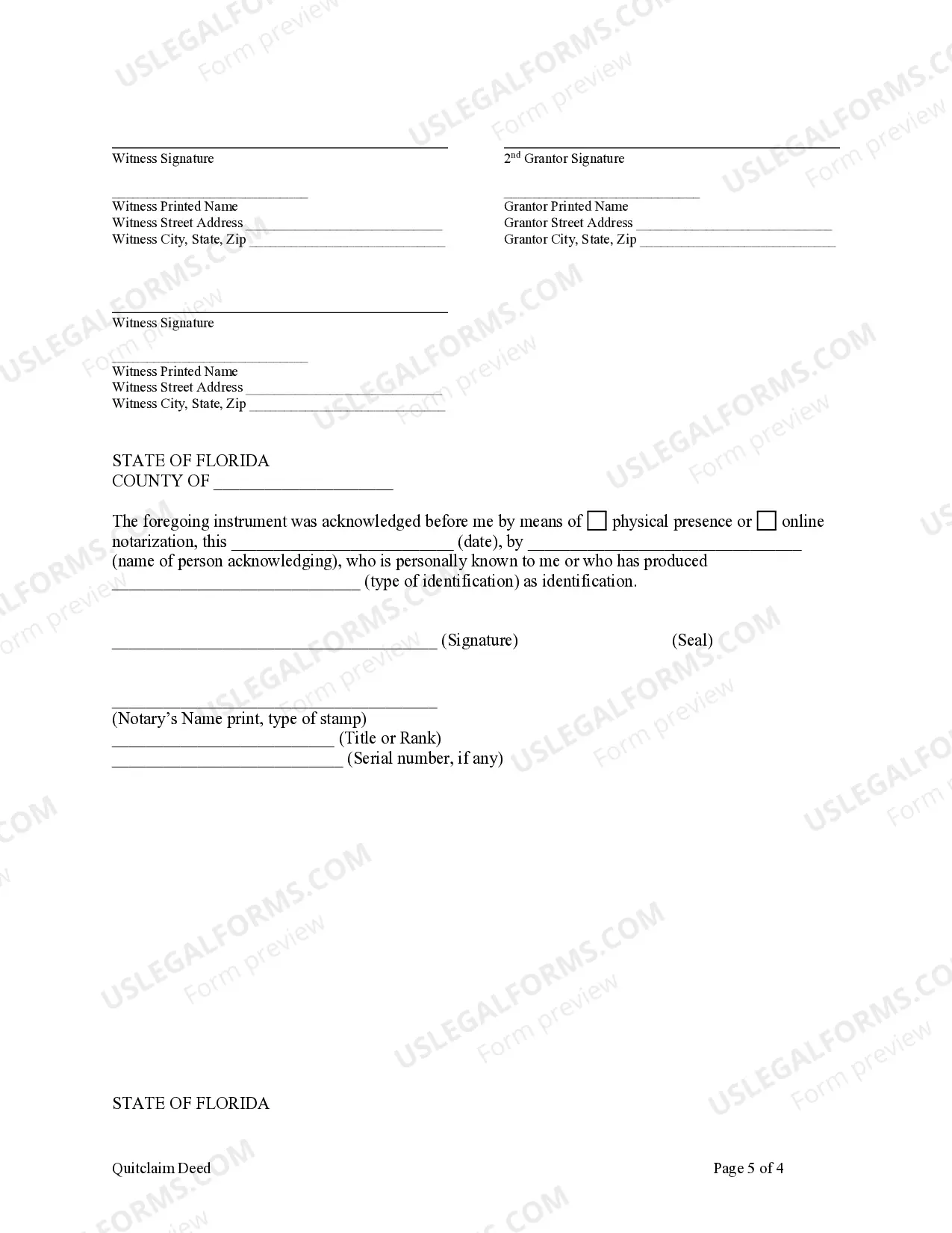 Preview Quitclaim Deed - Husband and Wife to Four Individuals
