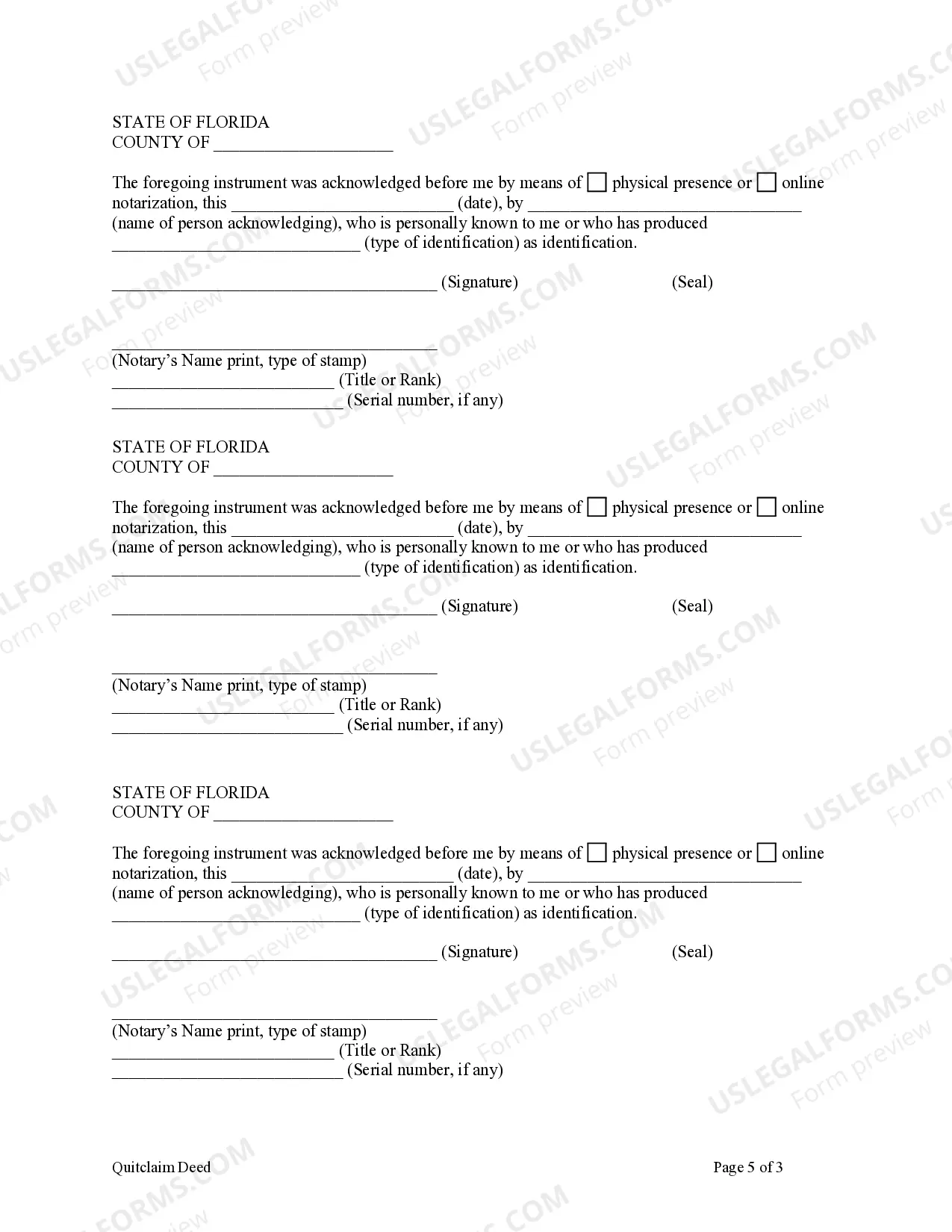 Preview Quitclaim Deed for Three Individuals to Husband and Wife as Joint Tenants with the Right of Survivorship