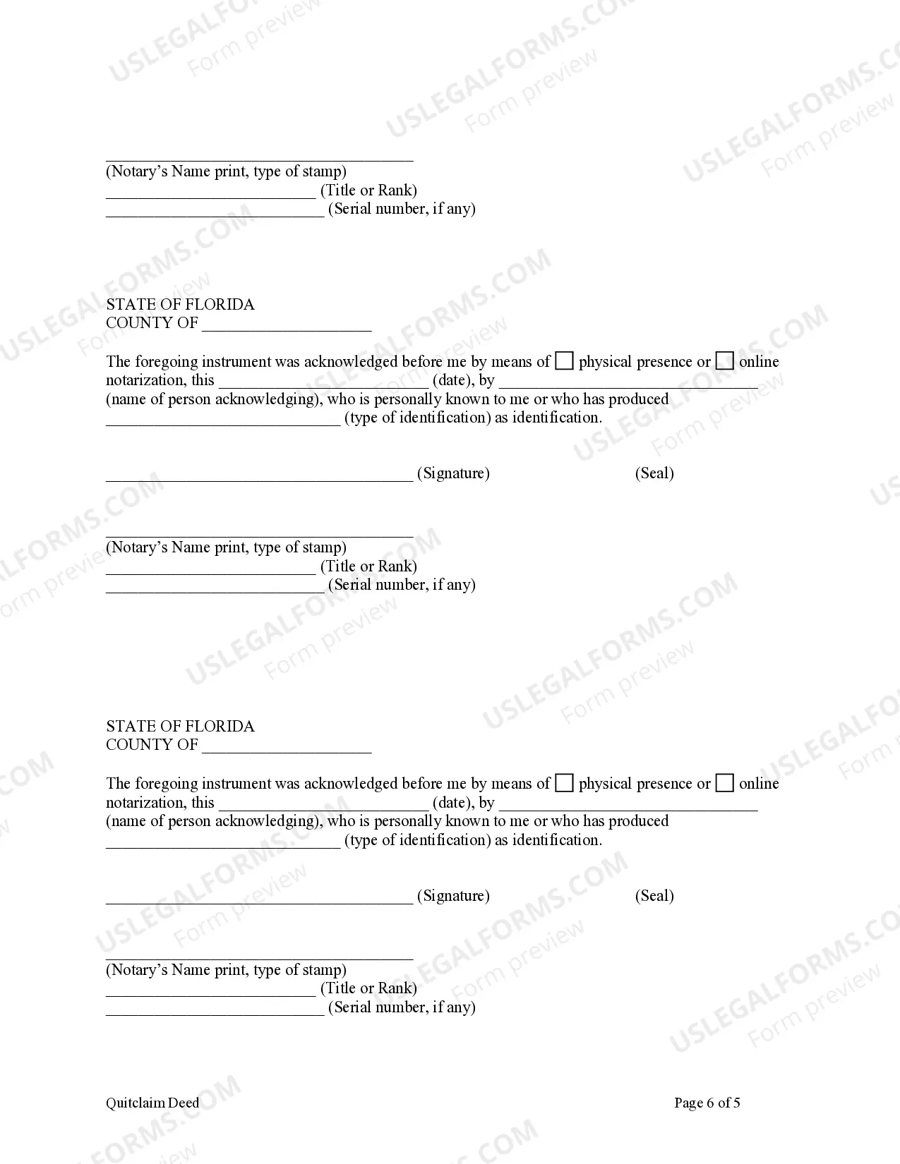 Preview Quitclaim Deed for Four Individuals to Living Trust