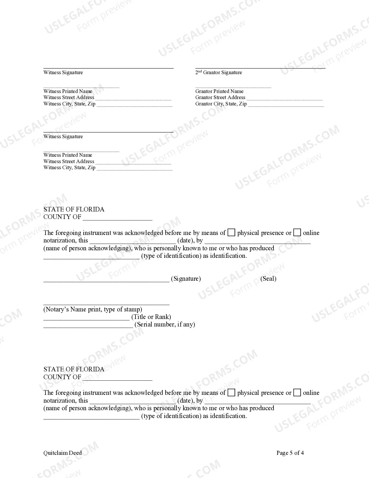 Preview Quitclaim Deed for Individuals or Husband and Wife to Three Individuals as Joint Tenants with the Right of Survivorship