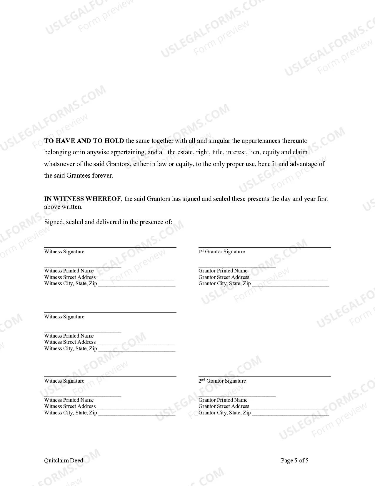 Preview Quitclaim Deed - Four Individuals to Husband and Wife as Joint Tenants