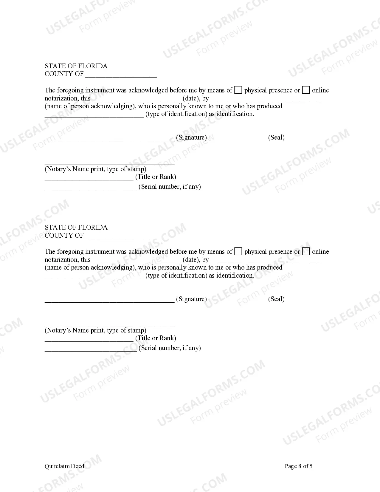 Preview Quitclaim Deed - Four Individuals to Husband and Wife as Joint Tenants