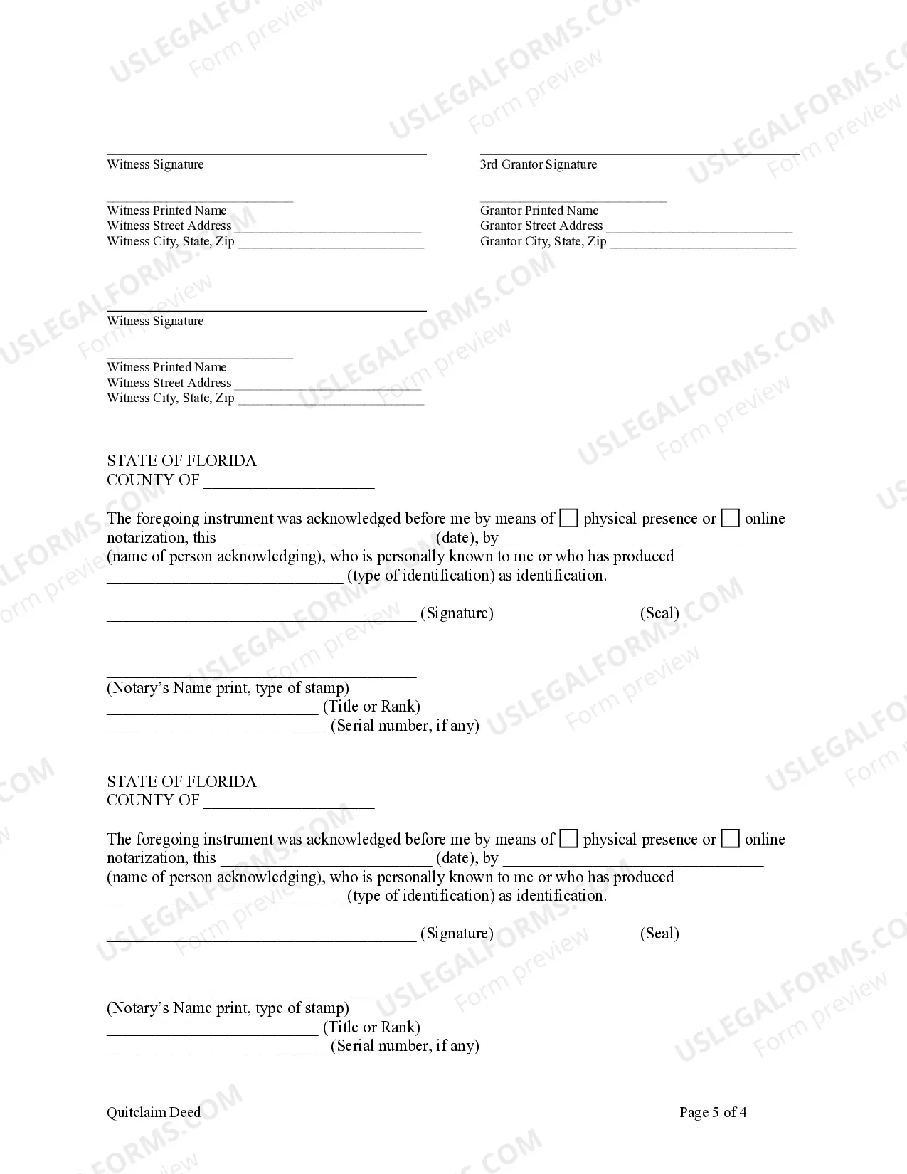 Preview Quitclaim Deed - Three Individuals to One Individual