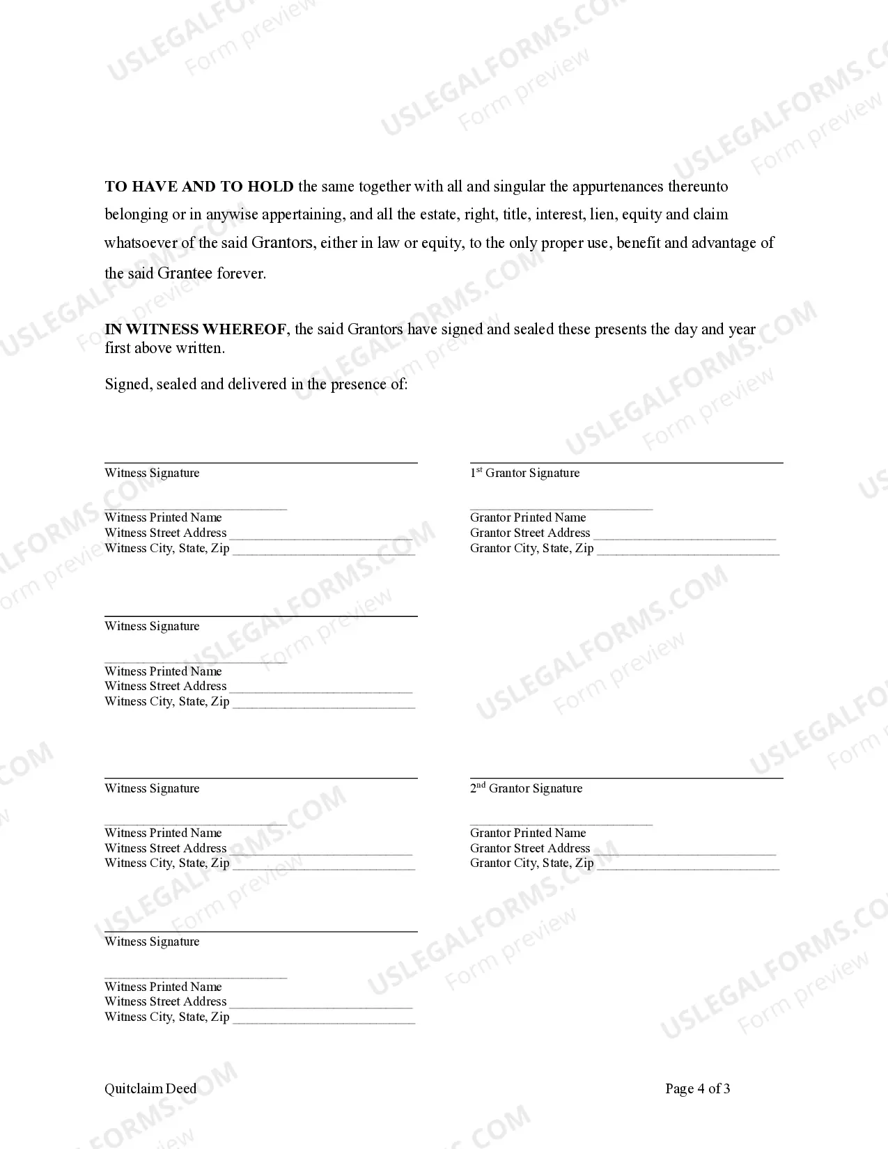 Preview Quitclaim Deed - Two Individuals to One Individual