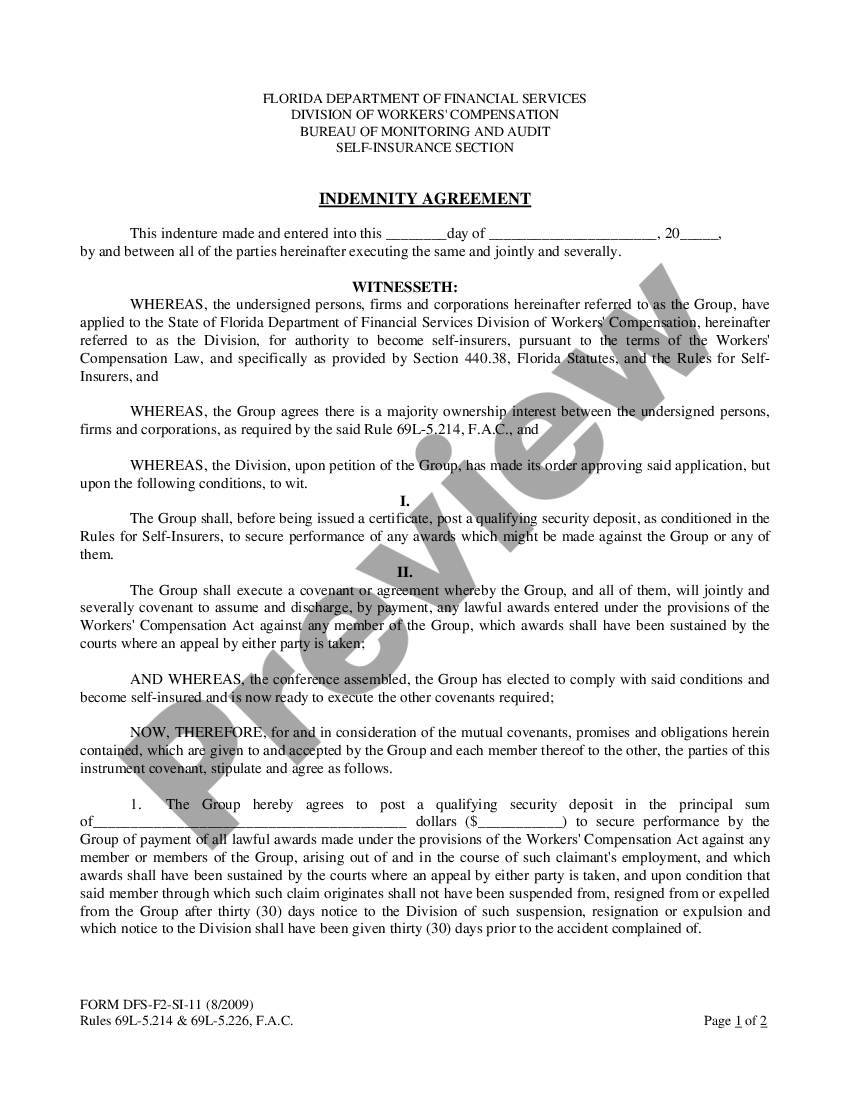 Port St. Lucie Florida Indemnity Agreement 