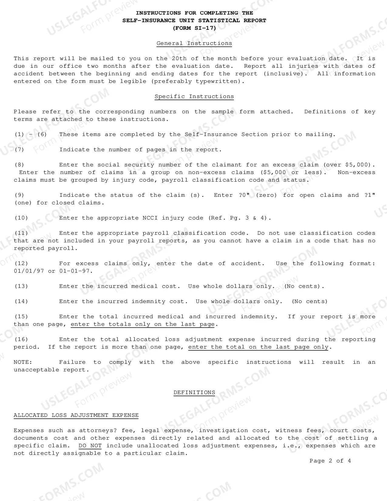 Preview Self-Insurance Unit Statistical Report (New Applicant)