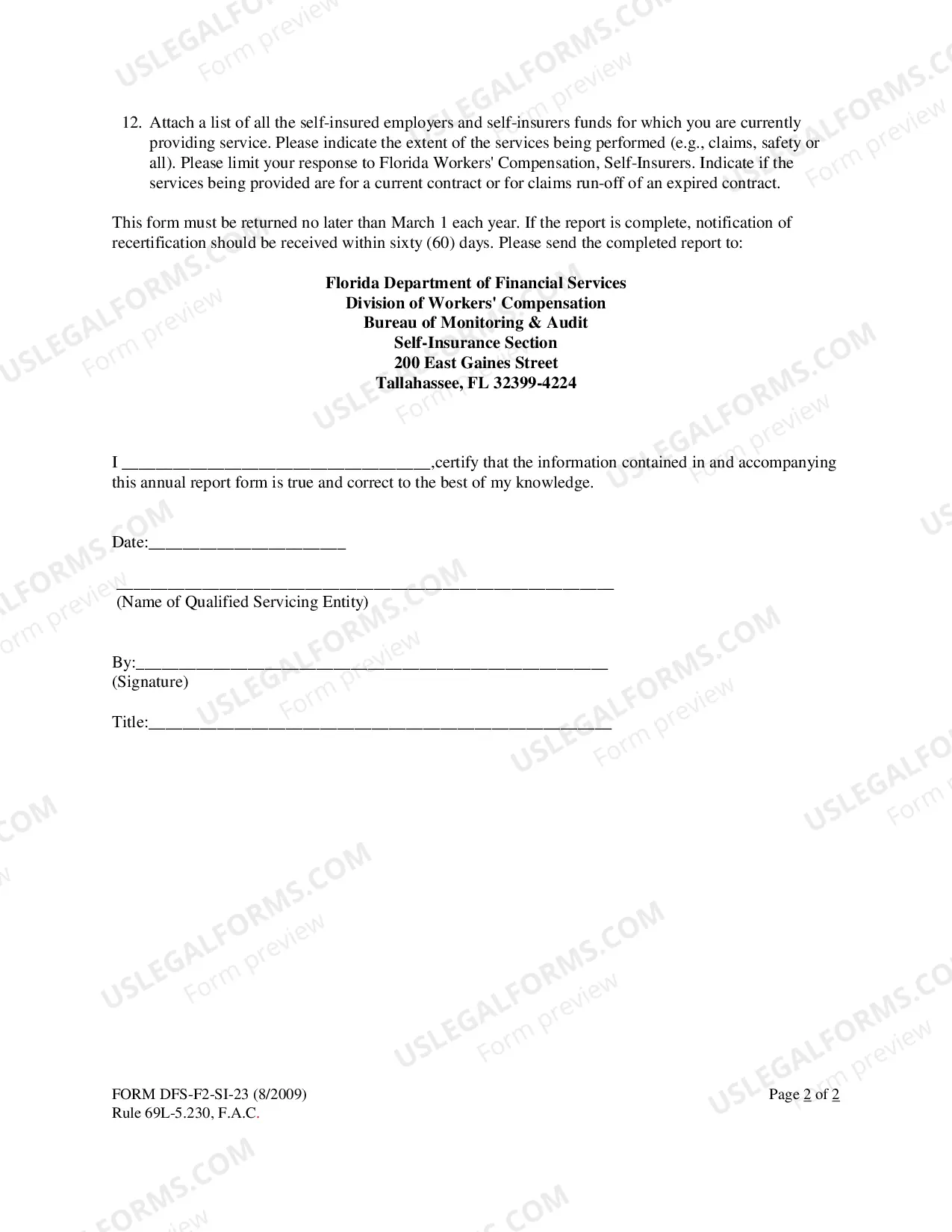 Preview Service Company Annual Report Form