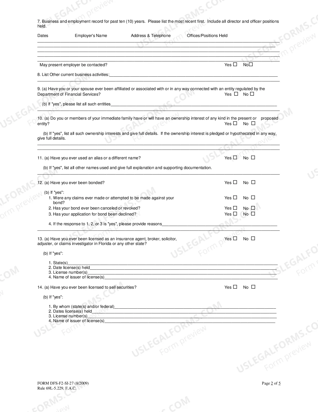 Preview Biographical Statement and Affidavit - Self Insurance