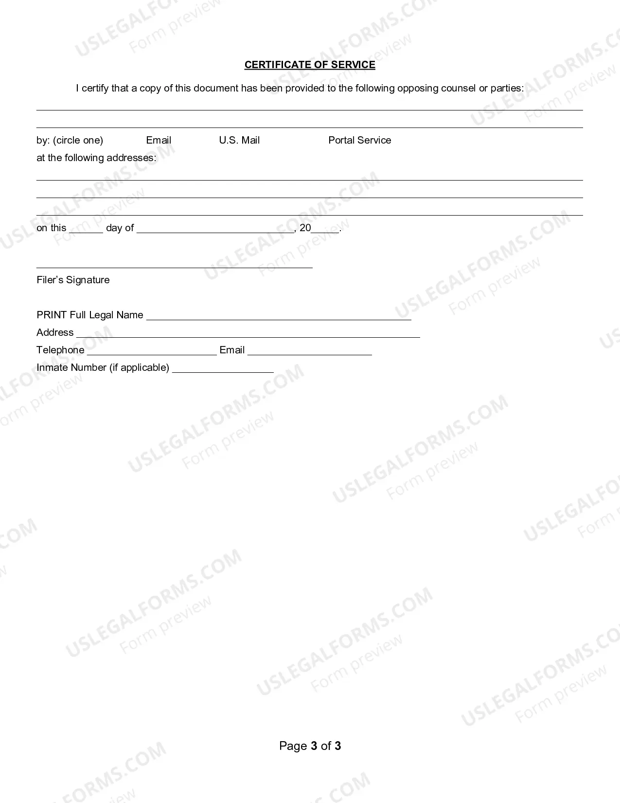Preview Financial Affidavit of Indigency