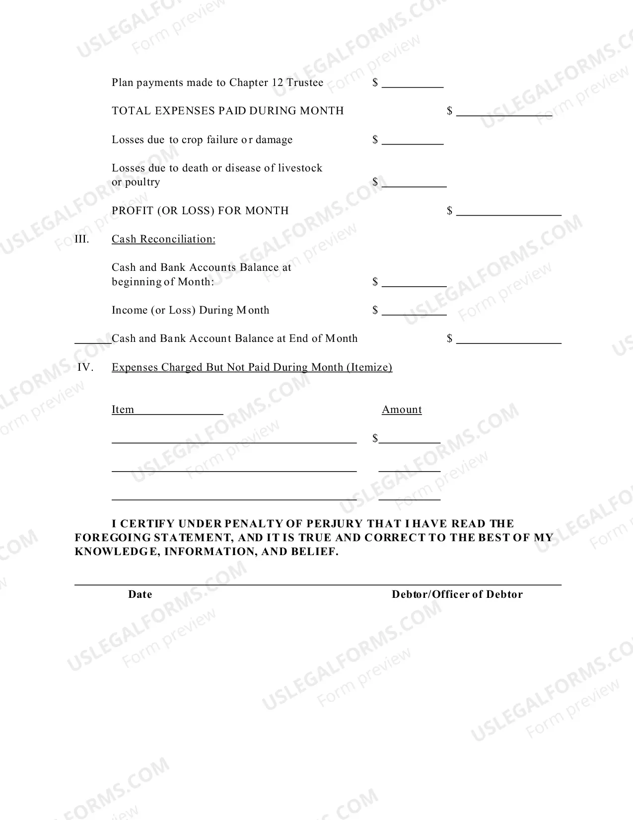 Preview Chapter 12 Case Monthly Cash Receipts And Disbursements