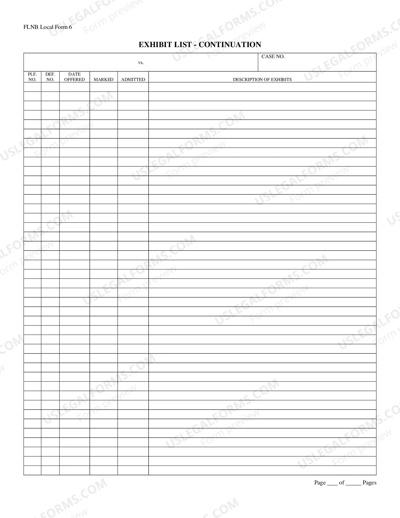 Preview Exhibit List