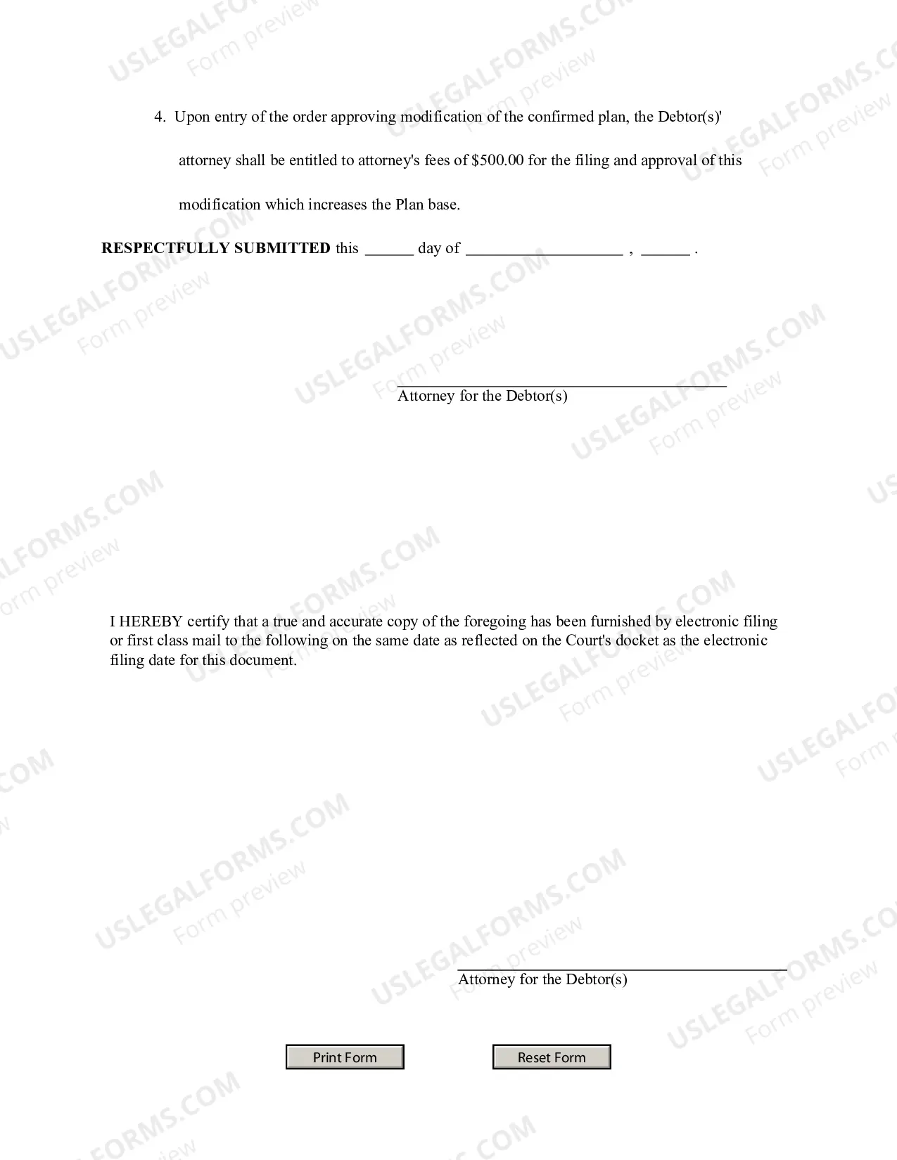 Preview Motion To Modify Chapter 13 Plan
