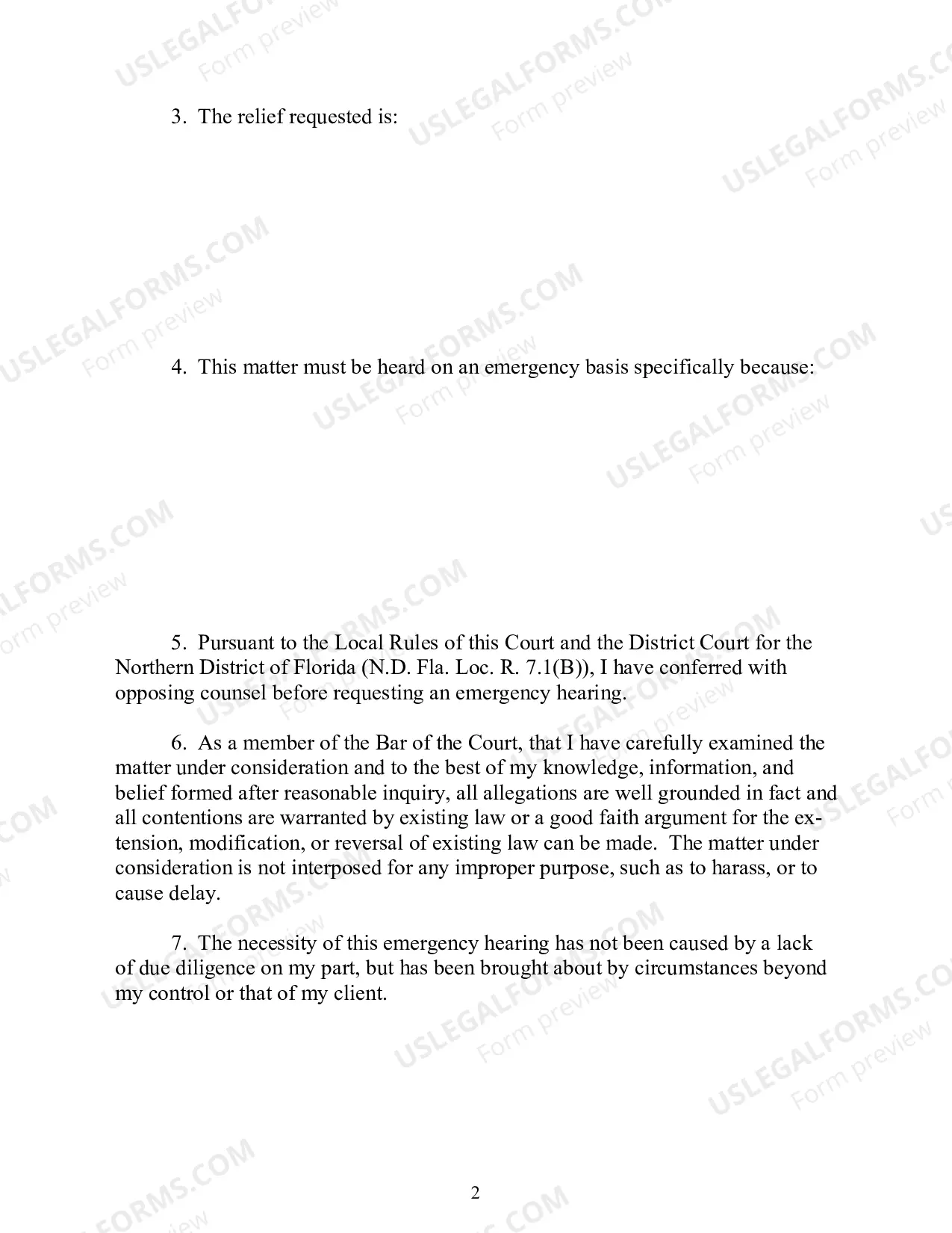 Preview Statement of Need For Emergency Hearing
