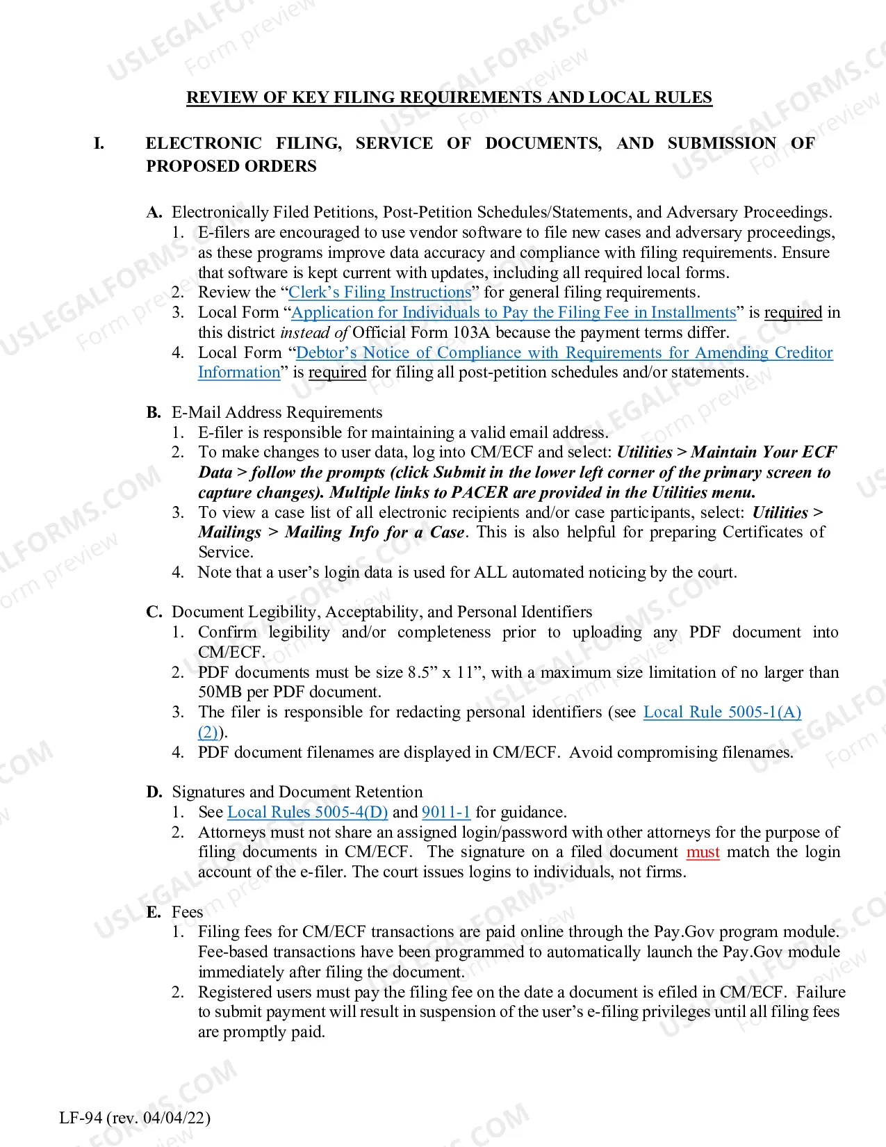 Preview Acknowledgment of Responsibility - CM-ECF Live Access Request Trustee-US Trustee Privileges