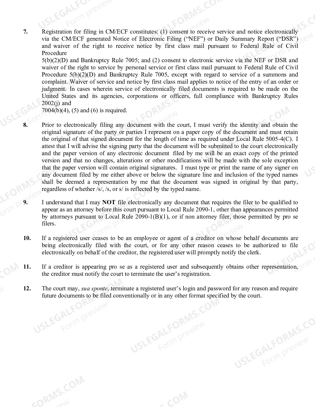 Preview Acknowledgment of Responsibility - Request For Live Access To CM-ECF Ltd Privileges
