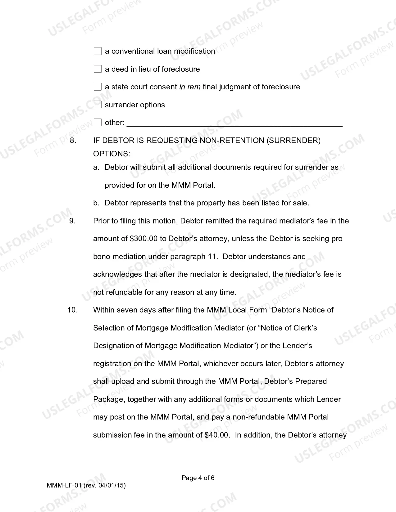 Preview Attorney-Represented Debtors Verified Ex Parte Motion For Referral To Mortgage Modification Mediation