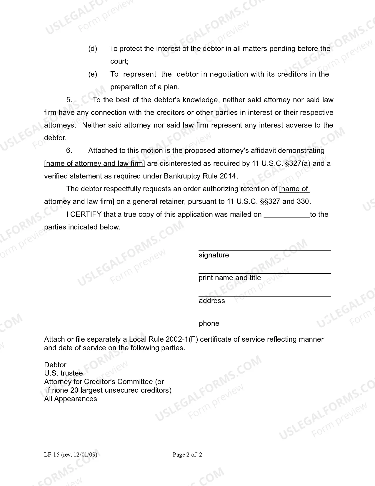 Preview Debtor In Possessions Application For Employment of Attorney