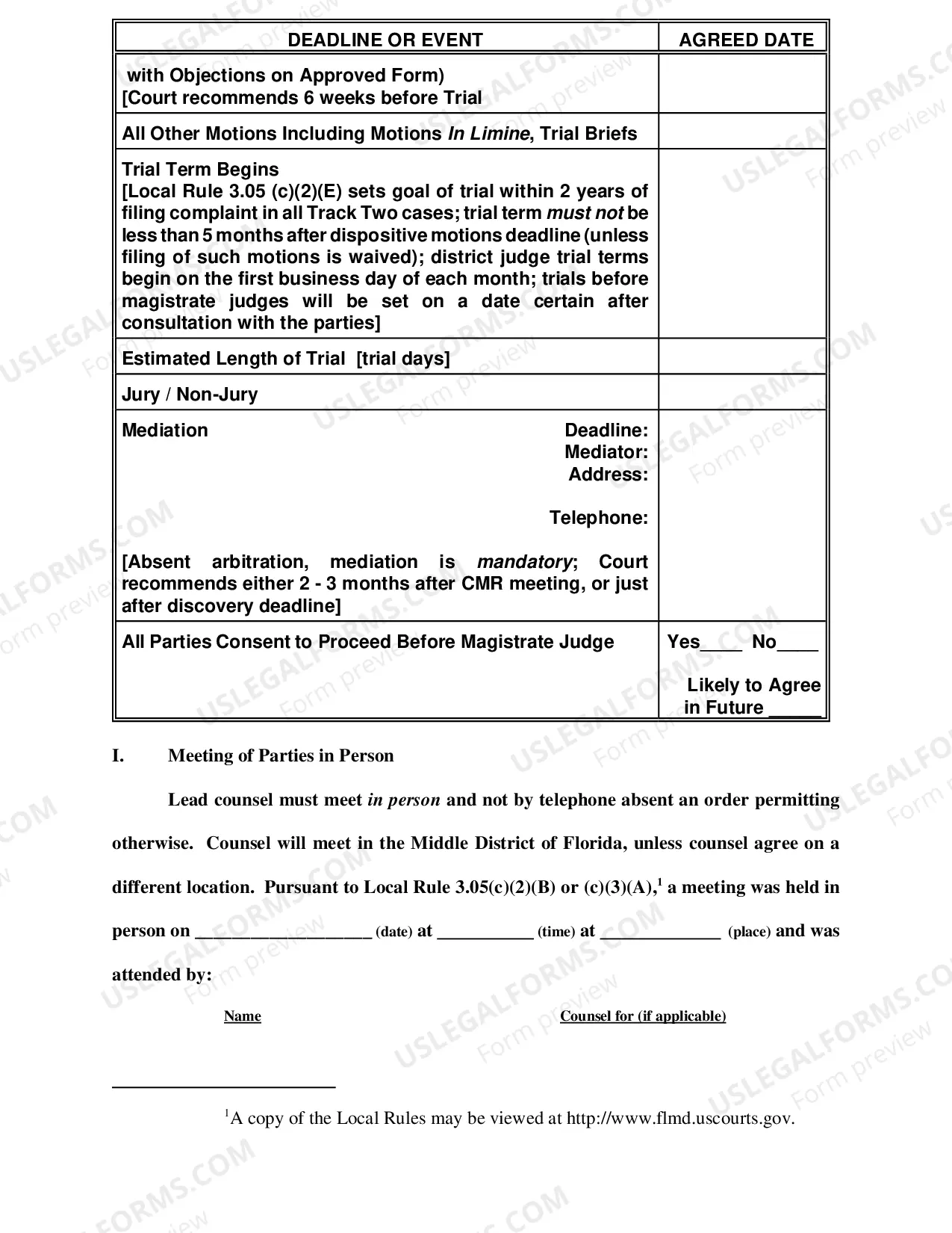 Preview Case Management Report (Judge Conway)