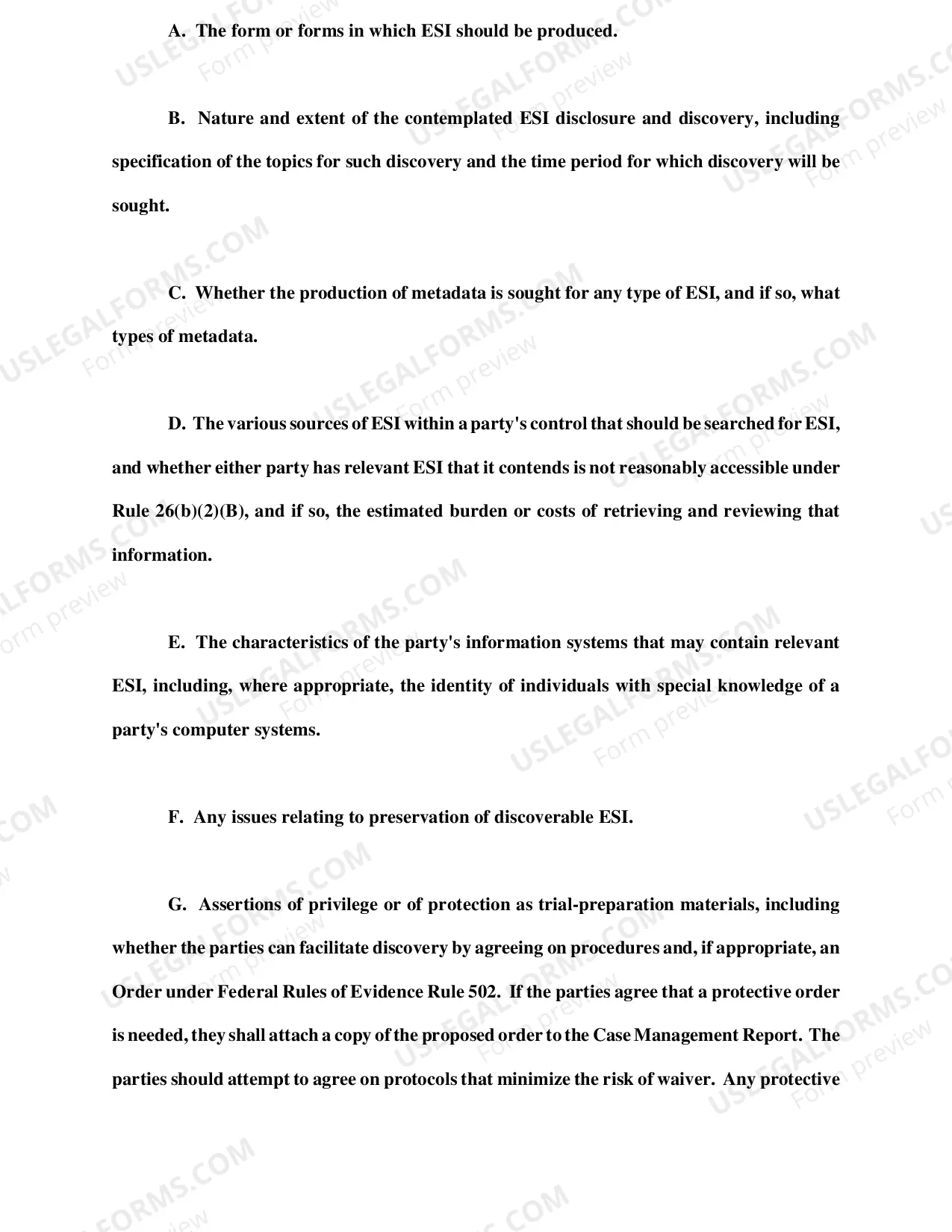 Preview Case Management Report (Judge Conway)