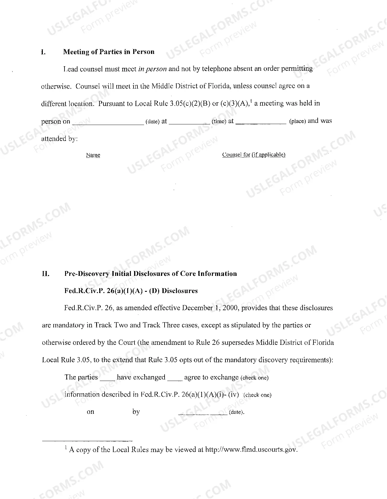 Preview Case Management Report (Judge Kovachevich-Tampa)