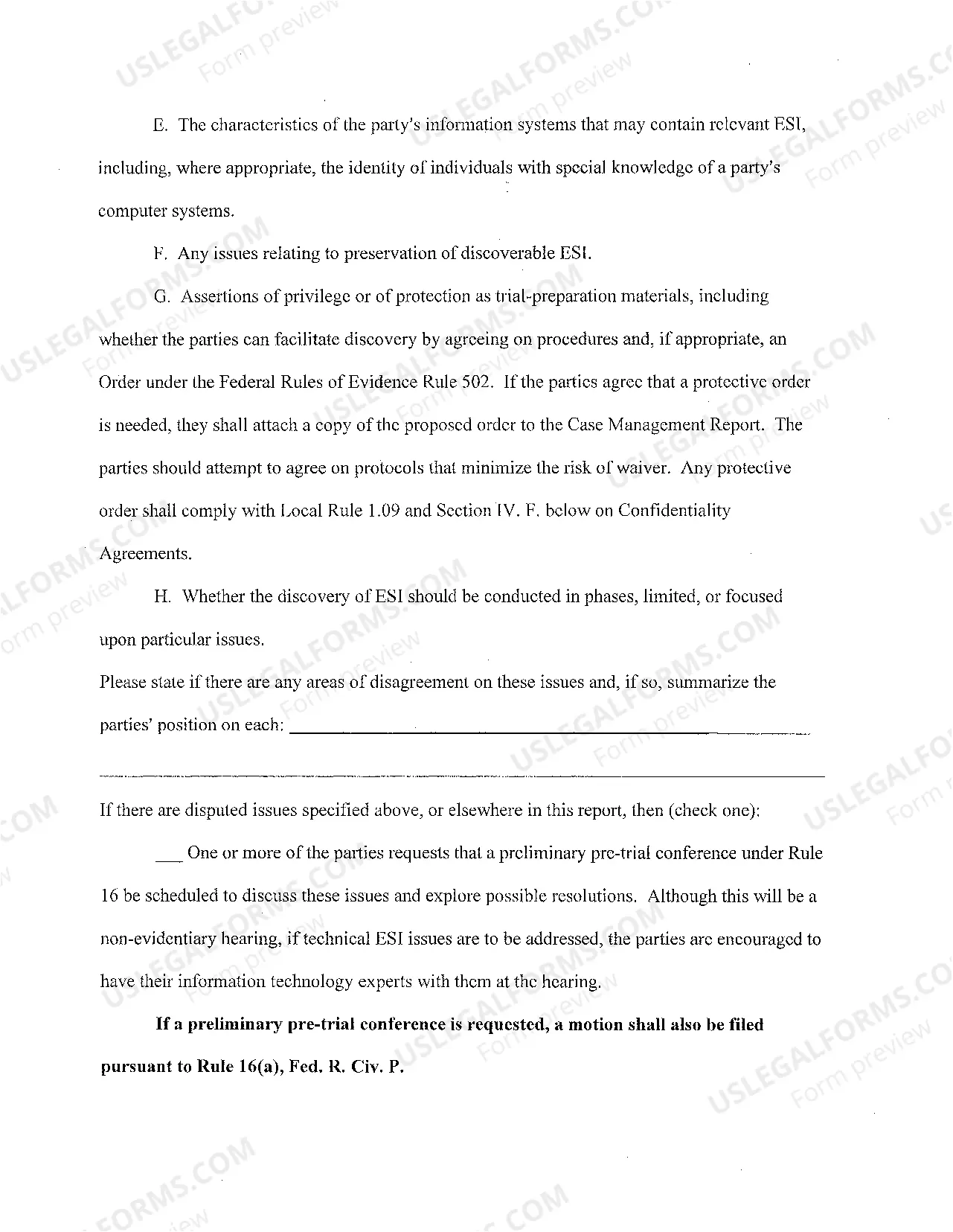 Preview Case Management Report (Judge Kovachevich-Tampa)