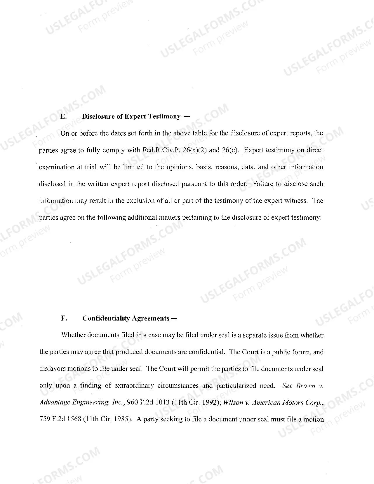 Preview Case Management Report (Judge Kovachevich-Tampa)